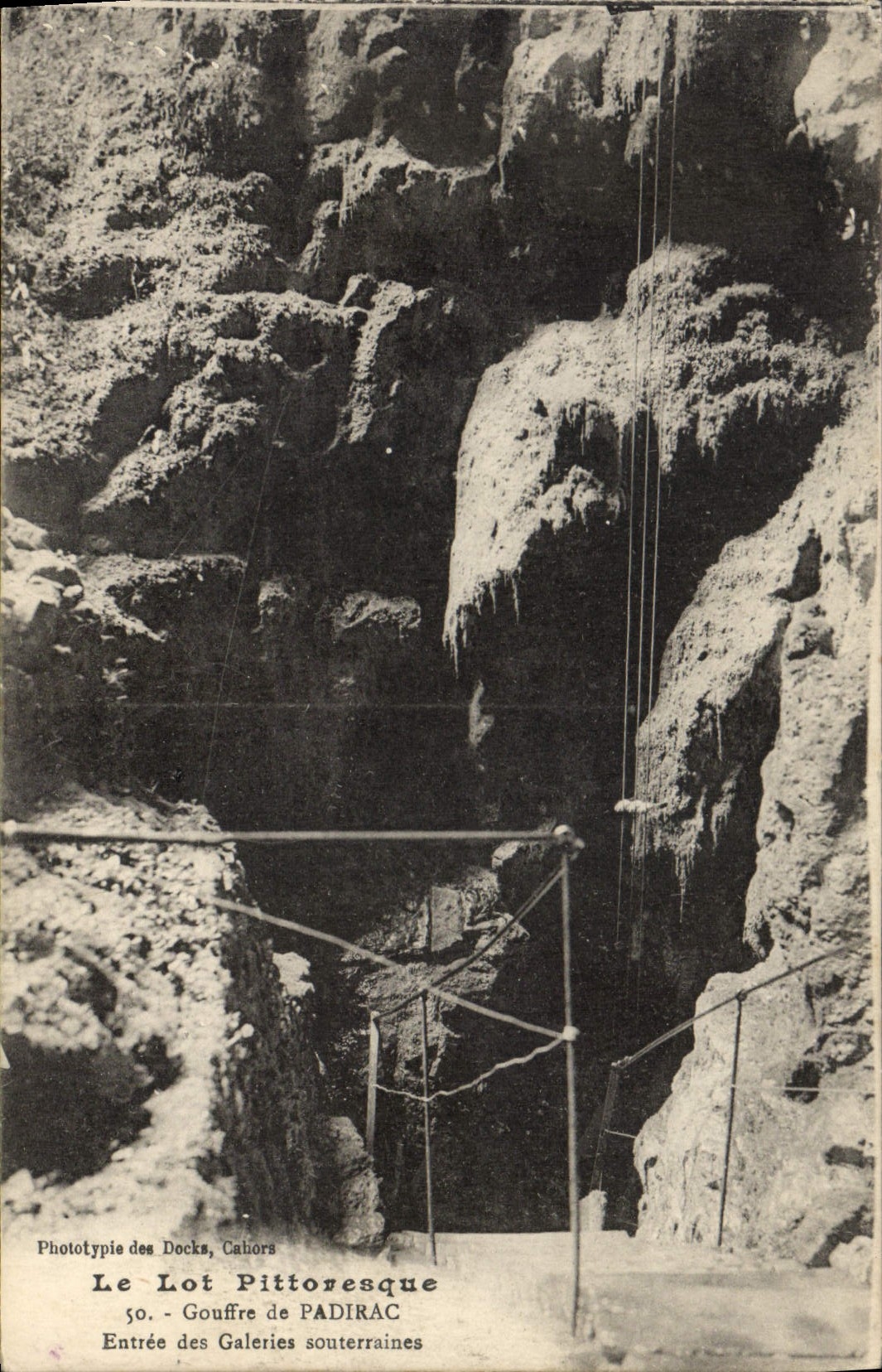 Vintage Postcard Cave Caves Pit of Padirac Entered of the underground galleries