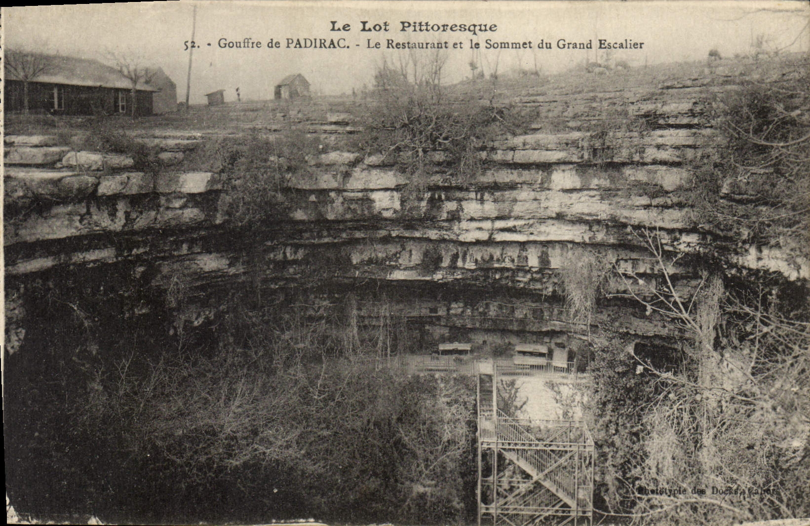 Vintage Postcard Cave Caves Pit of Padirac the Restaurant and the top of the Large staircase