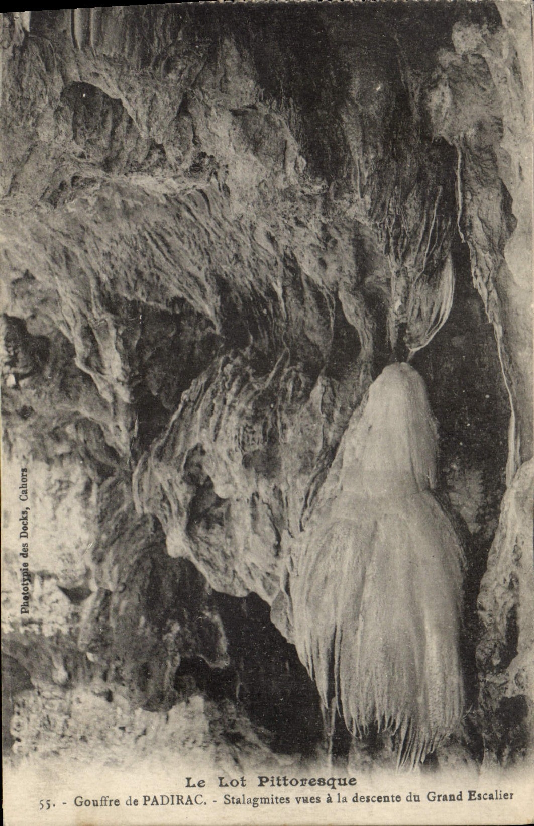 Vintage Postcard Grotte Caves Pit of Padirac Stalagmites seen has the descent of the large staircase
