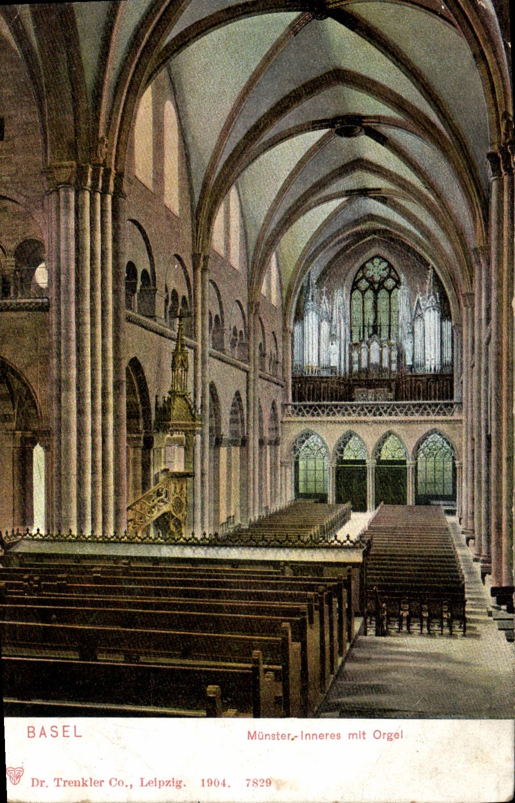 CPA Orgue Basel Munster Inneres mit orgel