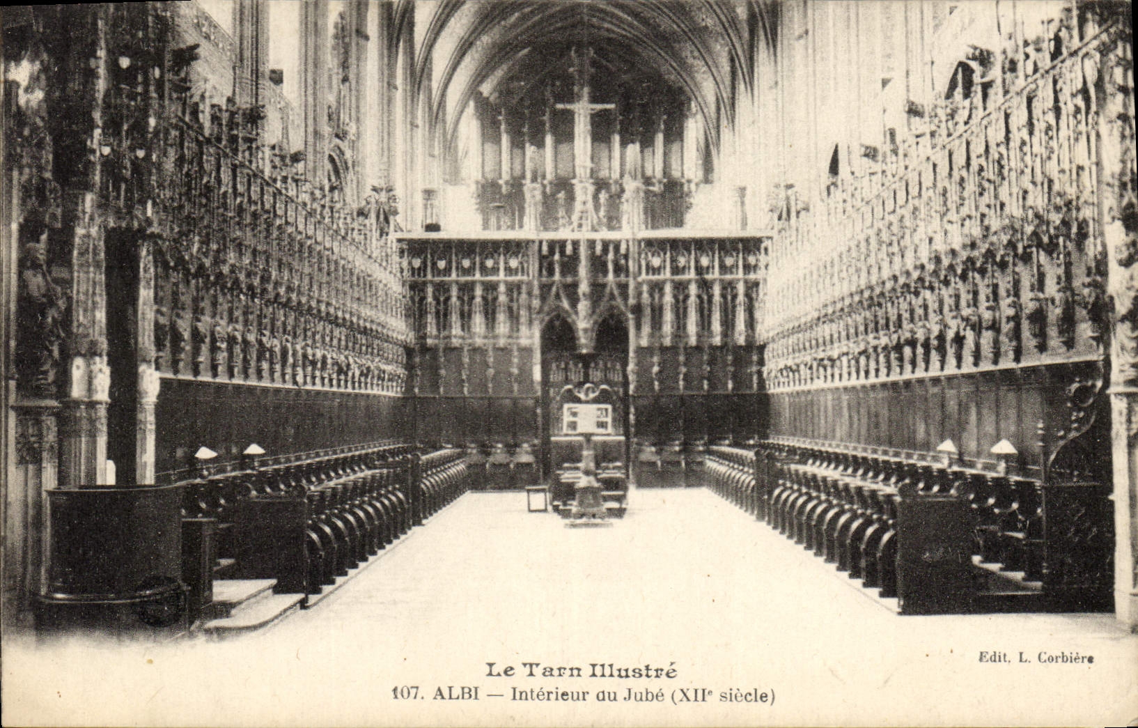 Postal Órgano Albi Interior de la galería entre el coro y el trascoro