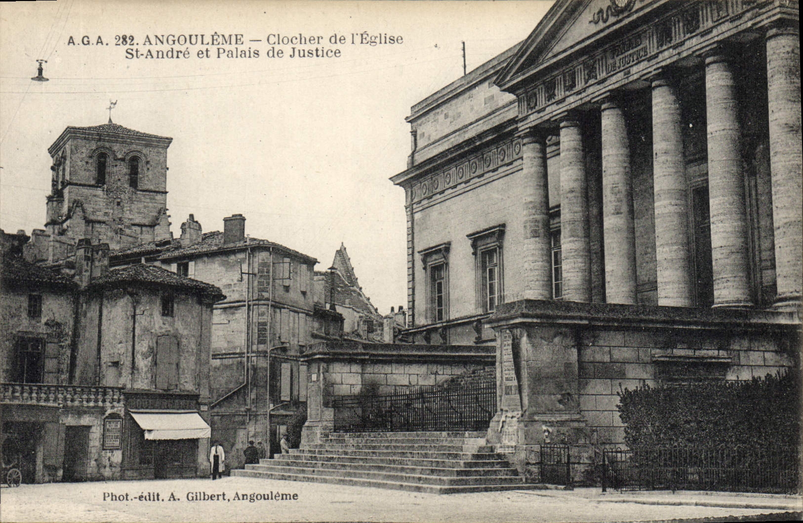 Vintage Postcard Law courts Bell-tower of the church St Andre