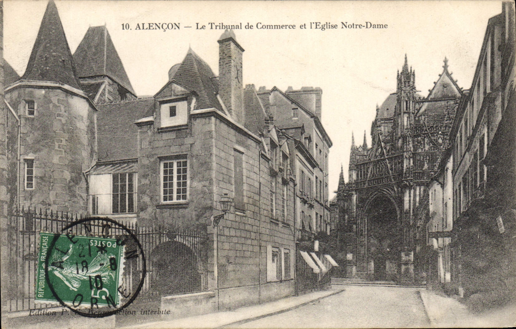 CPA Palais de justice Alencon Le Tribunal de Commerce et l'Eglise Notre Dame 