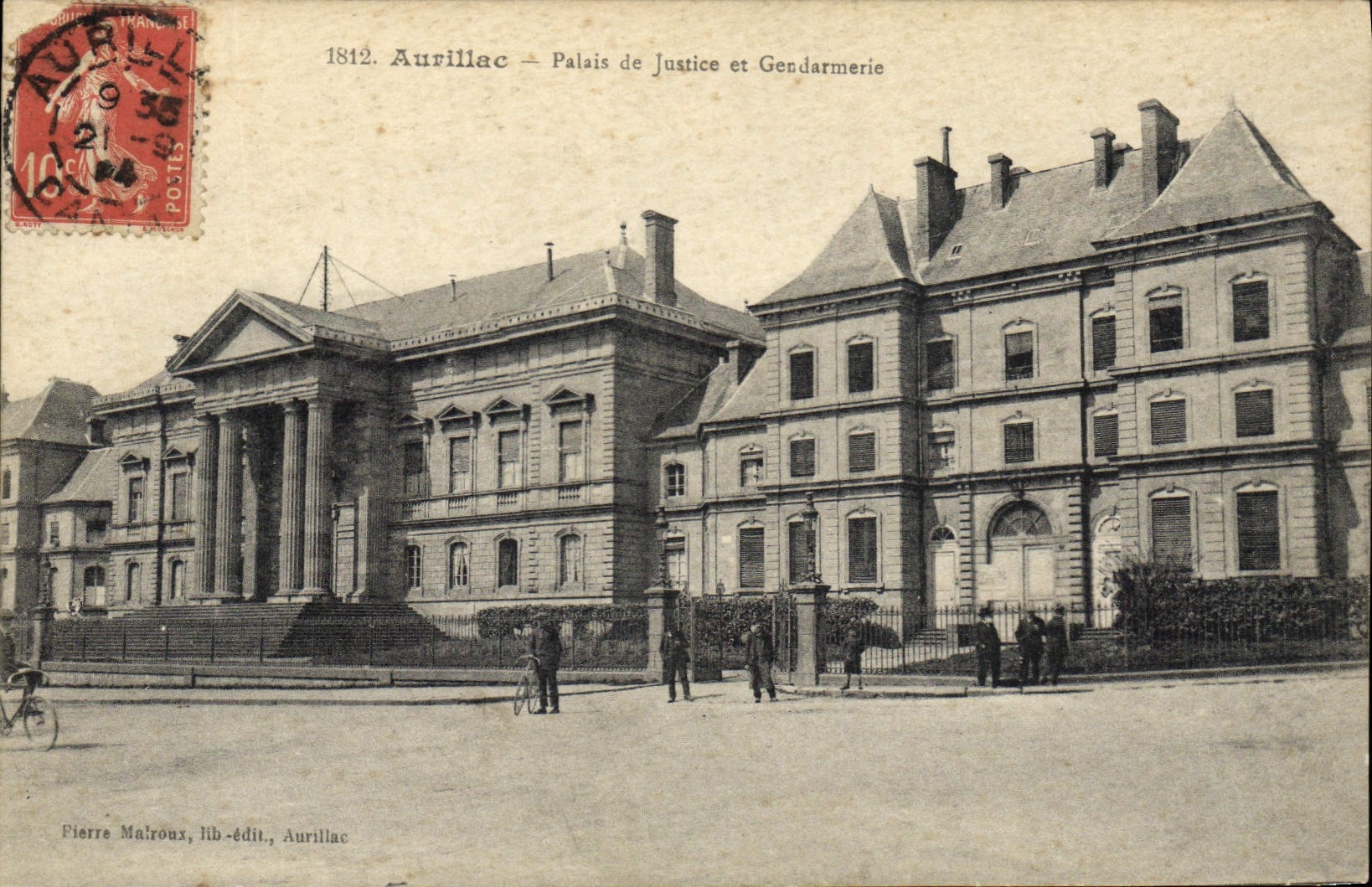 Vintage Postcard Law courts and Aurillac Gendarmerie