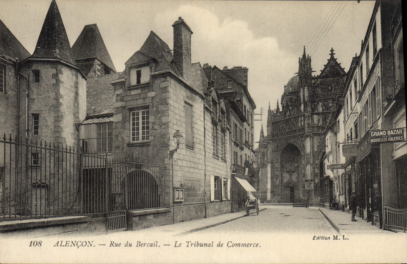 Vintage Postcard Law courts Alencon Street of the Fold the Bankruptcy court Large Bazaar News Galleries