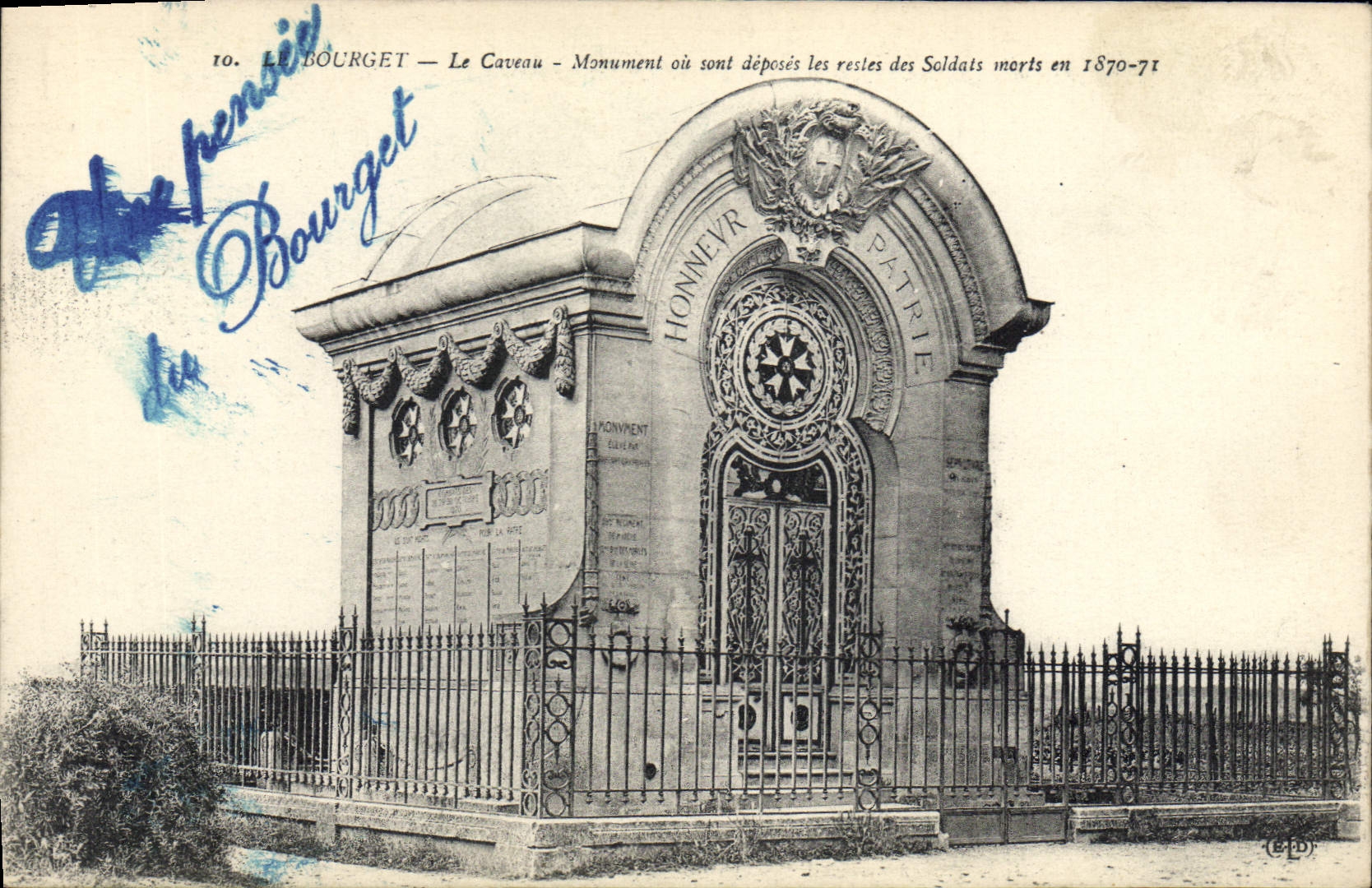Postal Militaria Guerra de 1870 Le Bourget la bodeguilla Monumento