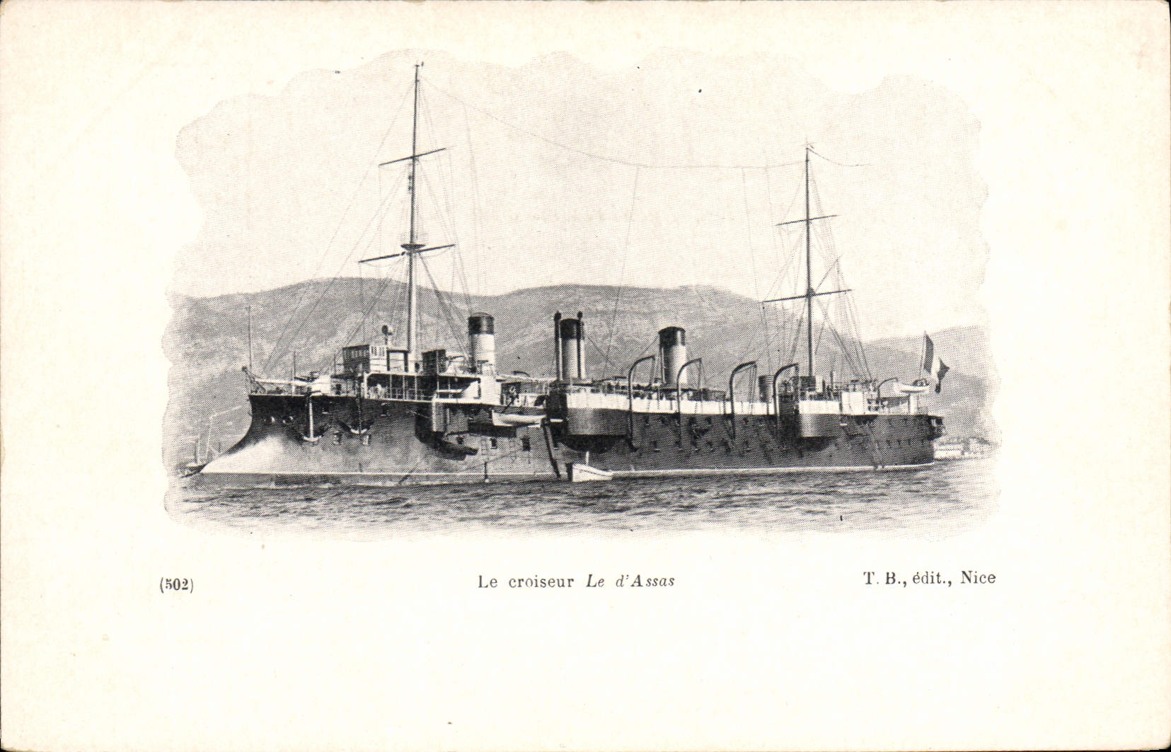 Vintage Postcard Warship the cruiser of Assas