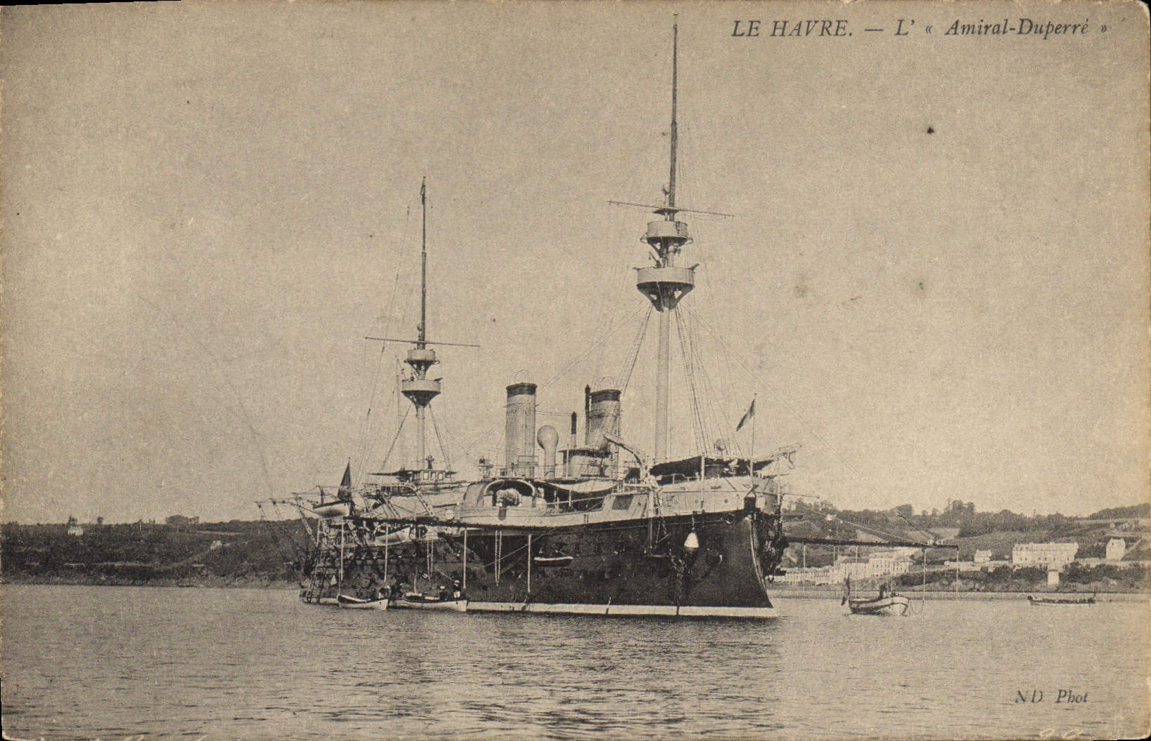 Vintage Postcard Warship Le Havre the Admiral Duperre