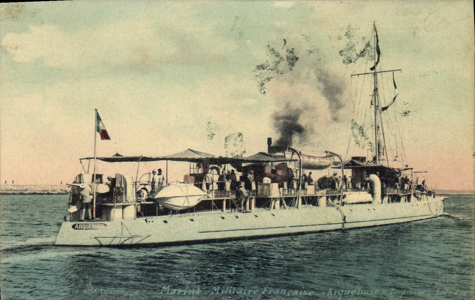 Vintage Postcard Warship Arquebus Destroyer Squadron