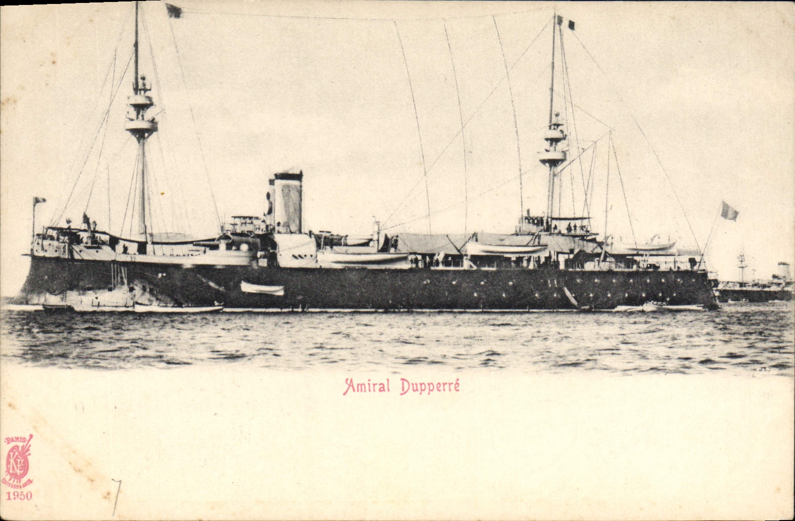 Vintage Postcard Warship Admiral Duperre