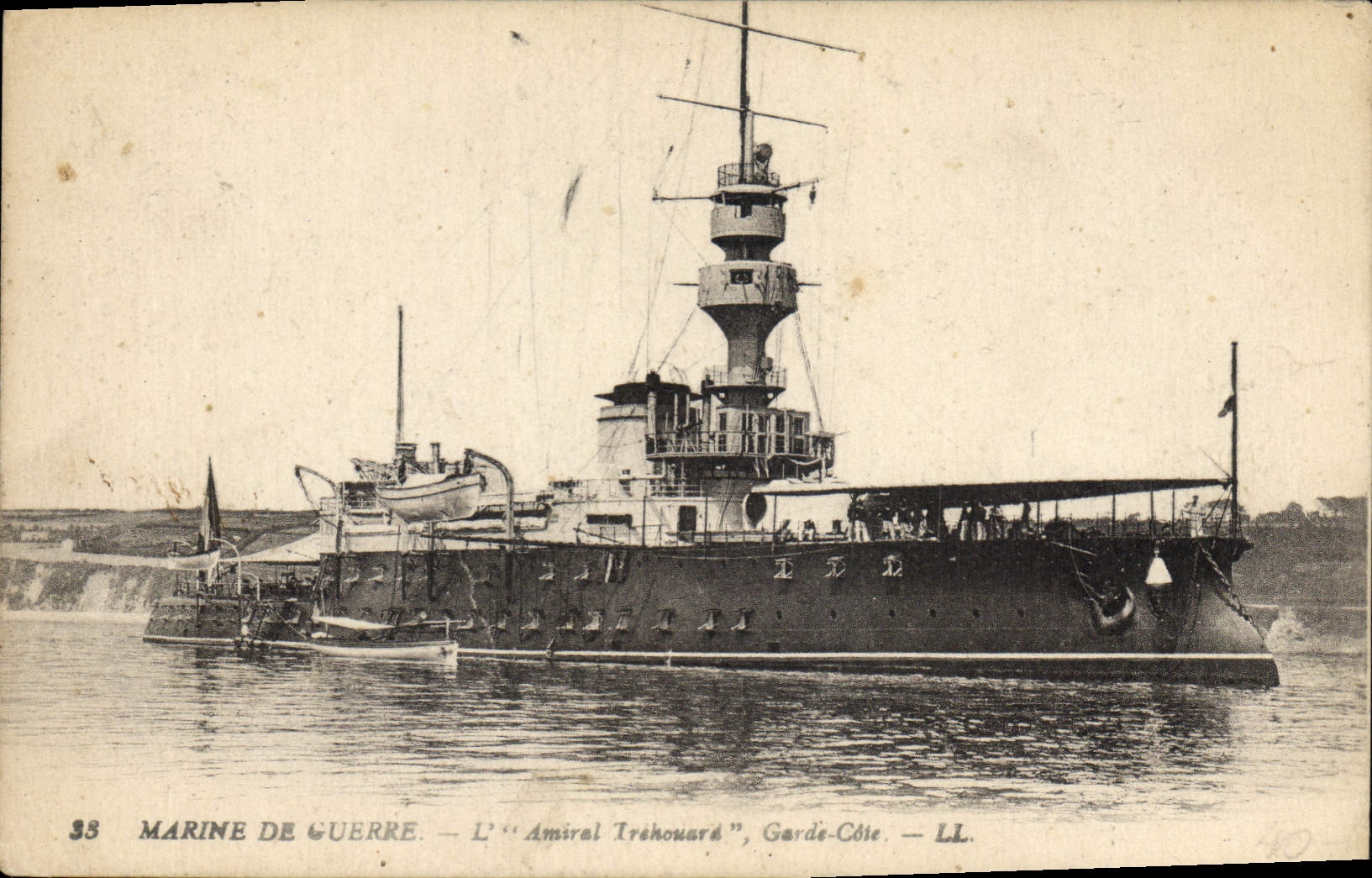 Vintage Postcard Warship the Admiral Trehouare Keeps Dimension