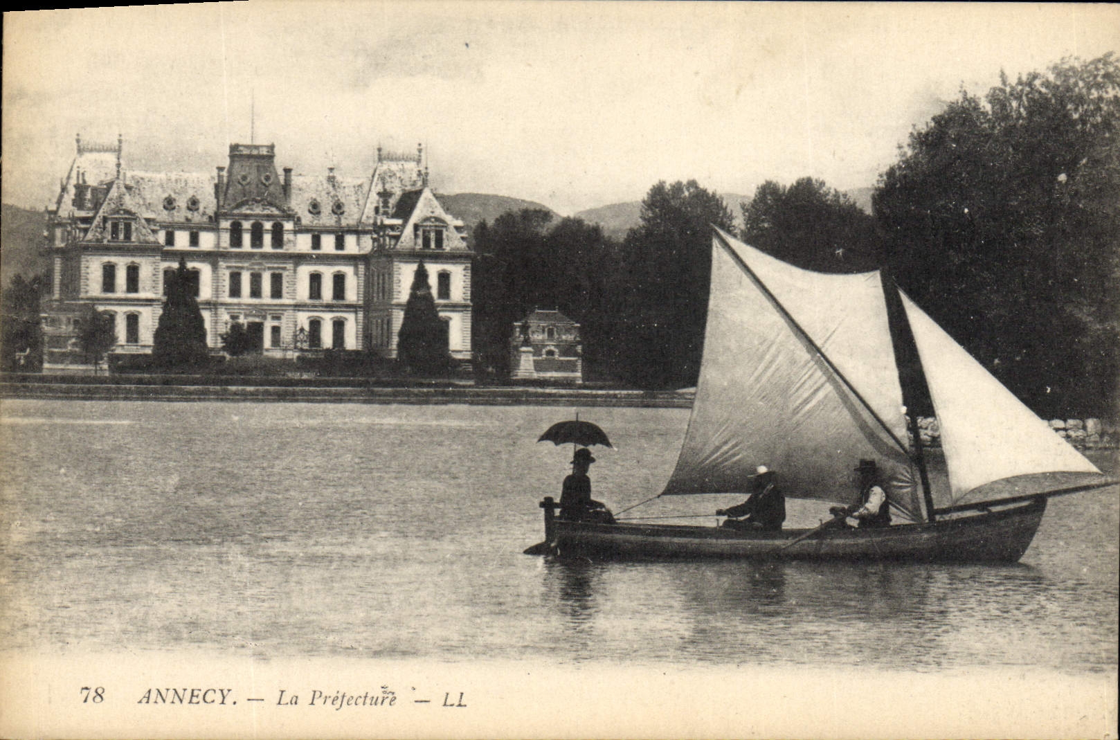 Vintage Postcard Prefecture Annecy Boat