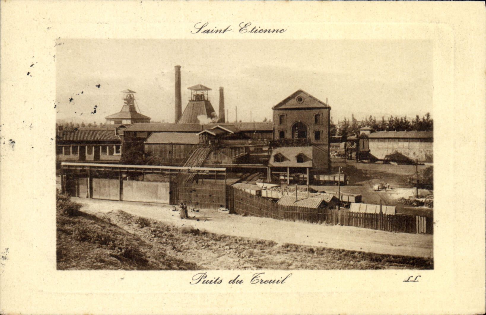 Vintage Postcard Mines Mines Saint Etienne Puits of the Winch