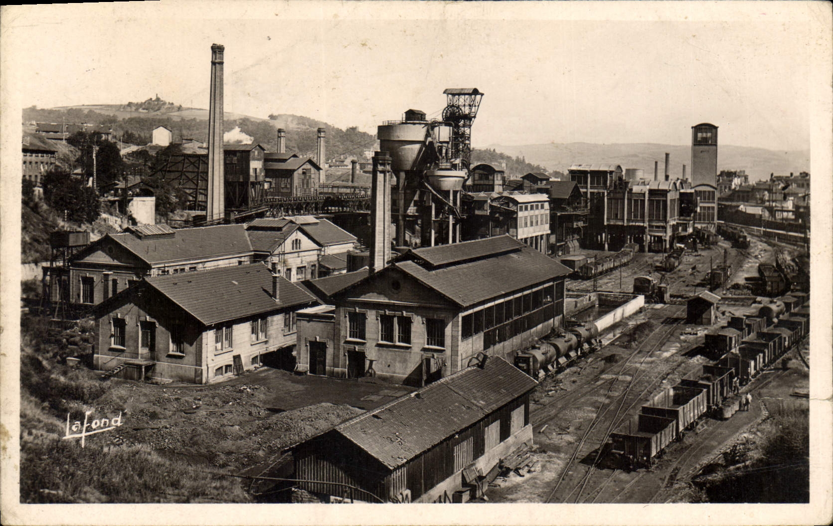 Postal Mina Minas San Etienne un barrio de pozo de minas de carbón
