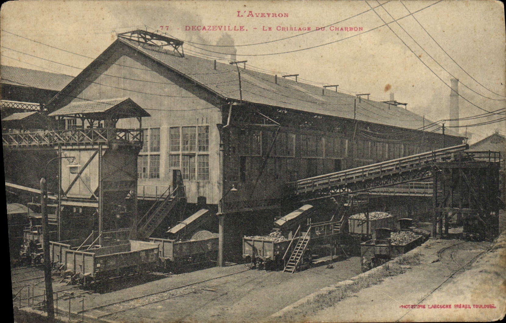Vintage Postcard Mines Mines Aveyron Decazeville the Sifting of coal