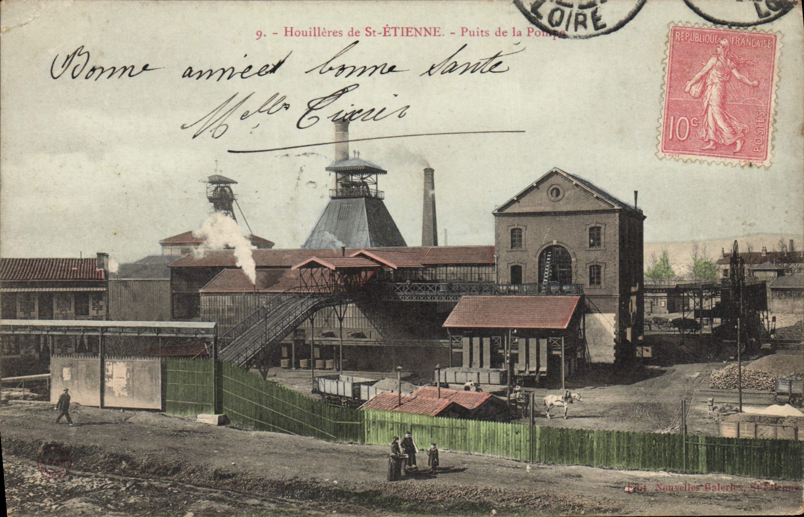 Postal Mina Minas Hullero de San Etienne Pozo de la Bomba