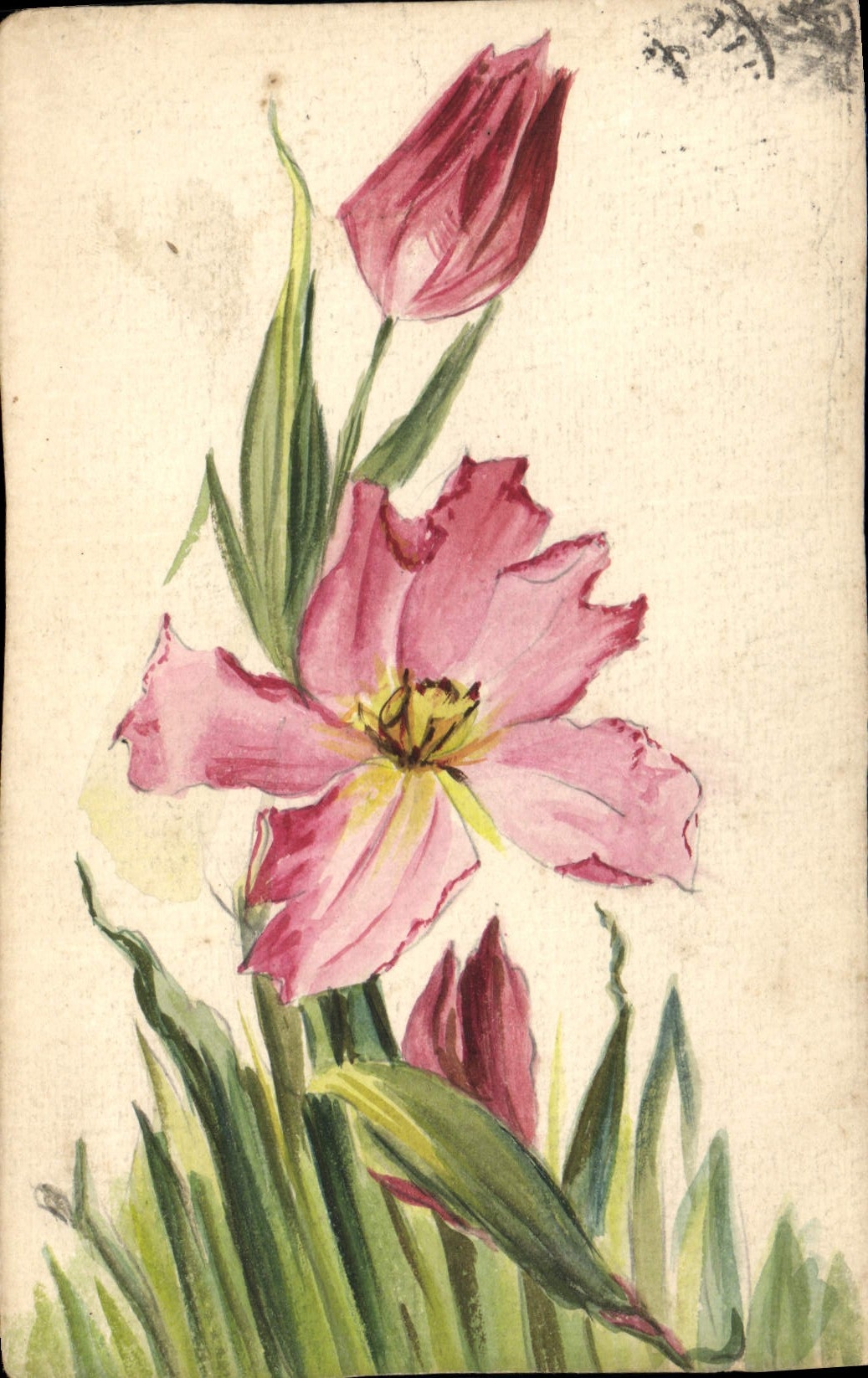 CPA Fantaisie (dessin a la main) Fleurs