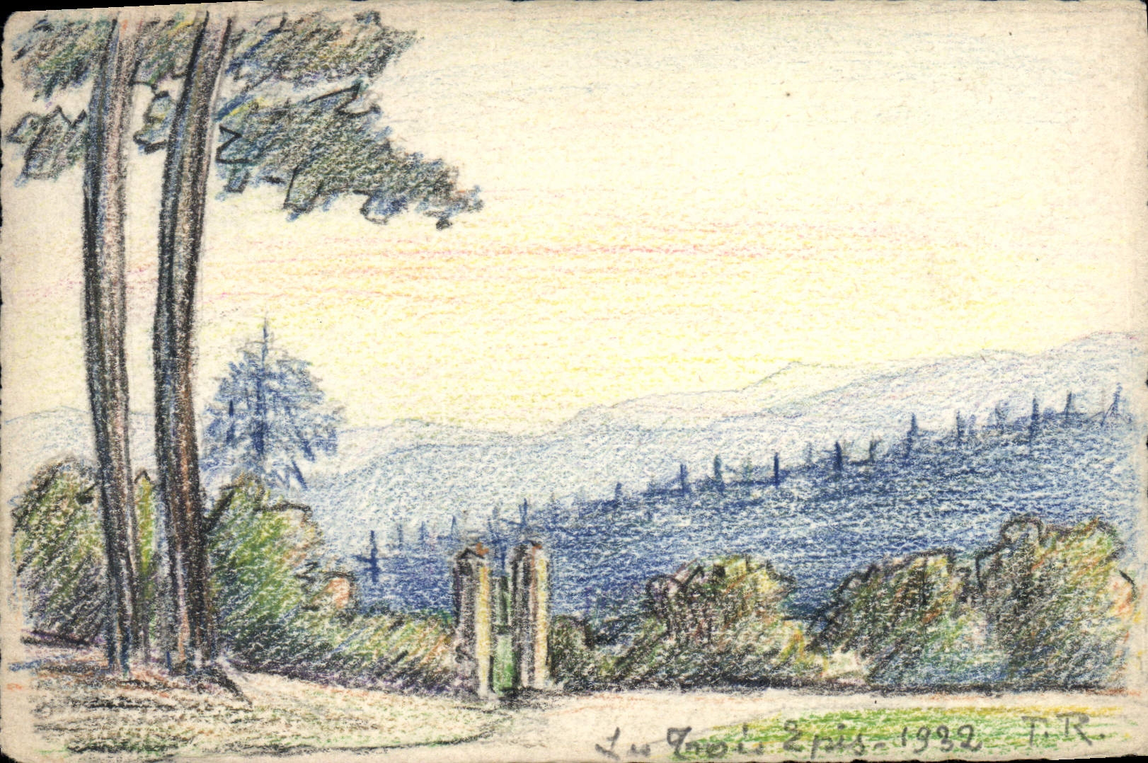 CPA Fantaisie (dessin a la main) Paysage 