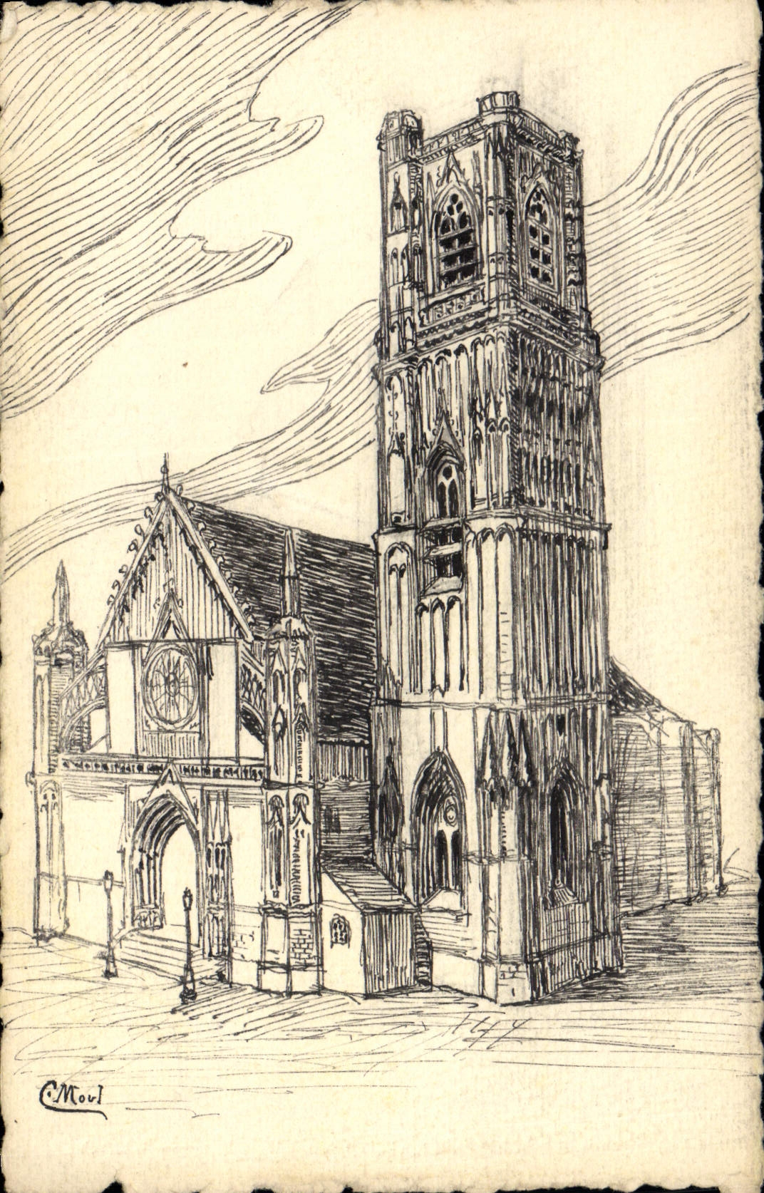 CPA Fantaisie (dessin a la main) Cathedrale 