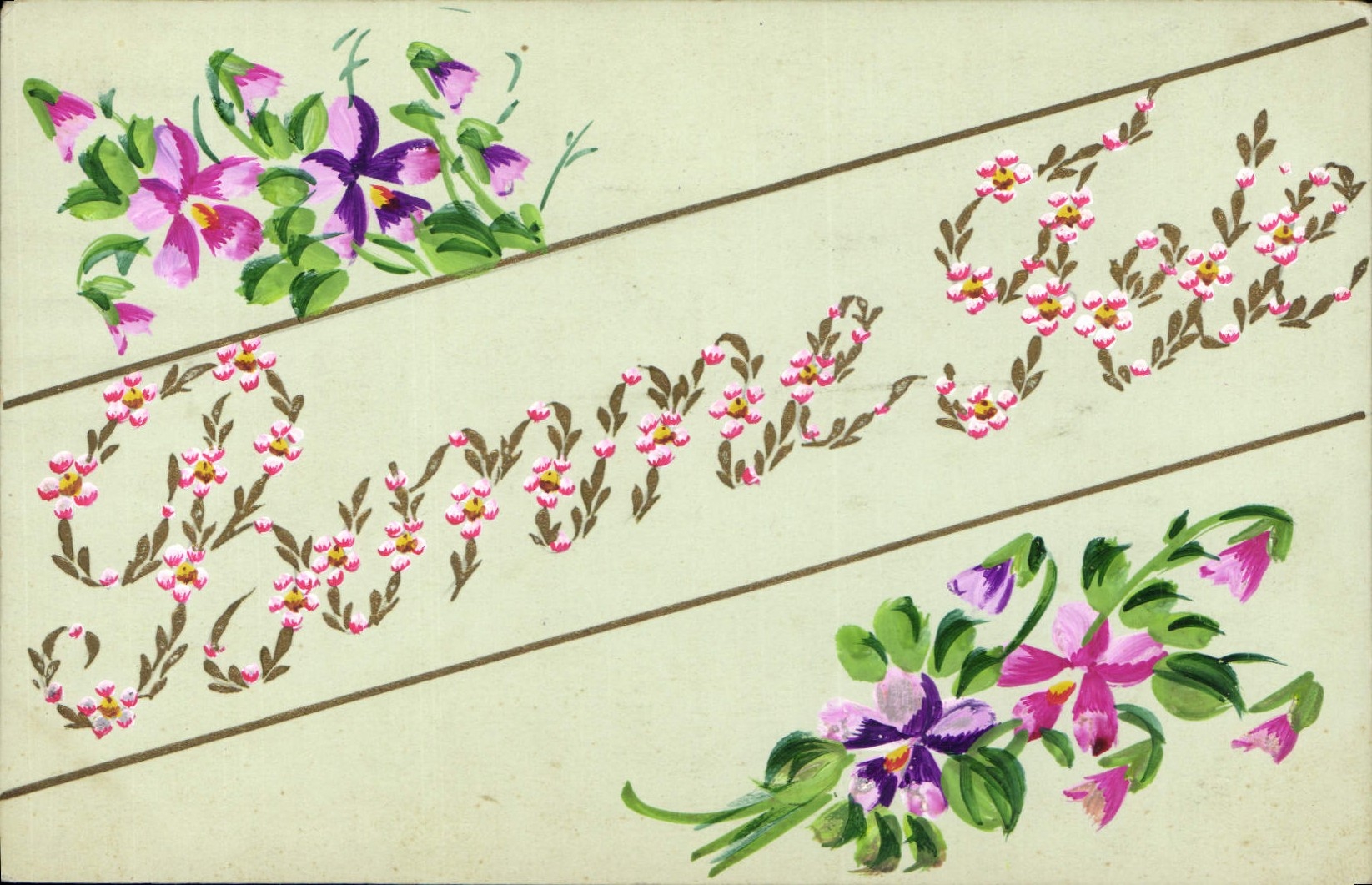 CPA Fantaisie (dessin a la main) Fleurs