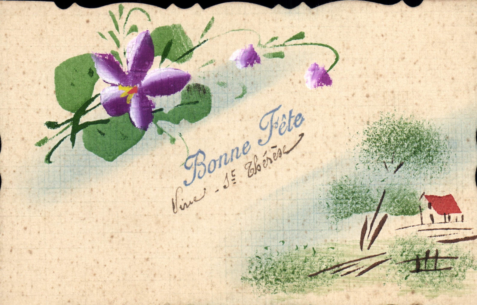 CPA Fantaisie (dessin a la main) Fleurs 