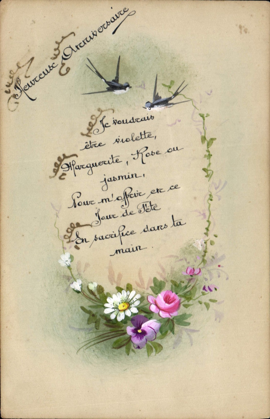 CPA Fantaisie (dessin a la main) Fleurs 