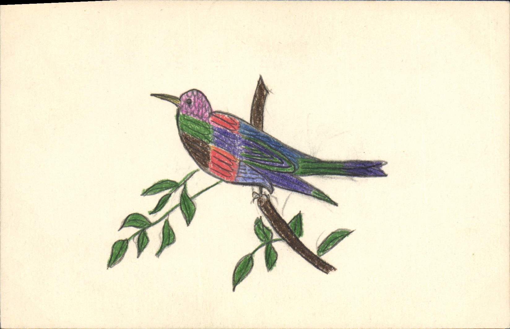 CPA Fantaisie (dessin a la main) Fleurs Oiseaux