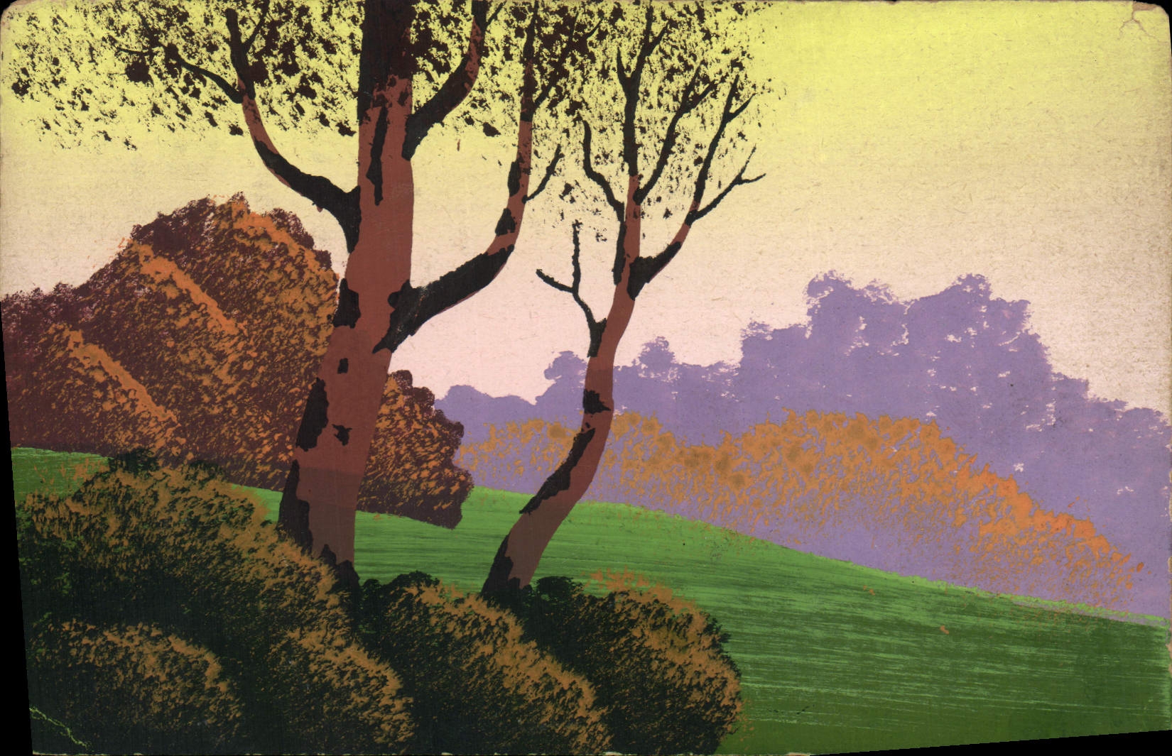 CPA Fantaisie (dessin a la main) Paysage 