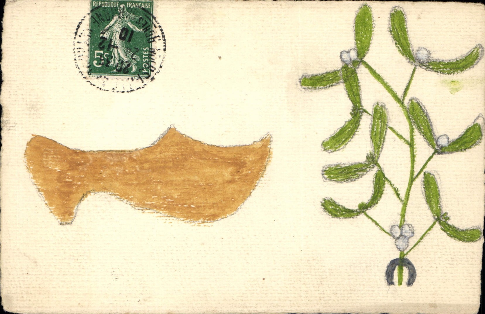 Vintage Postcard Fantasy (drawing has the hand) Flowers Shoe