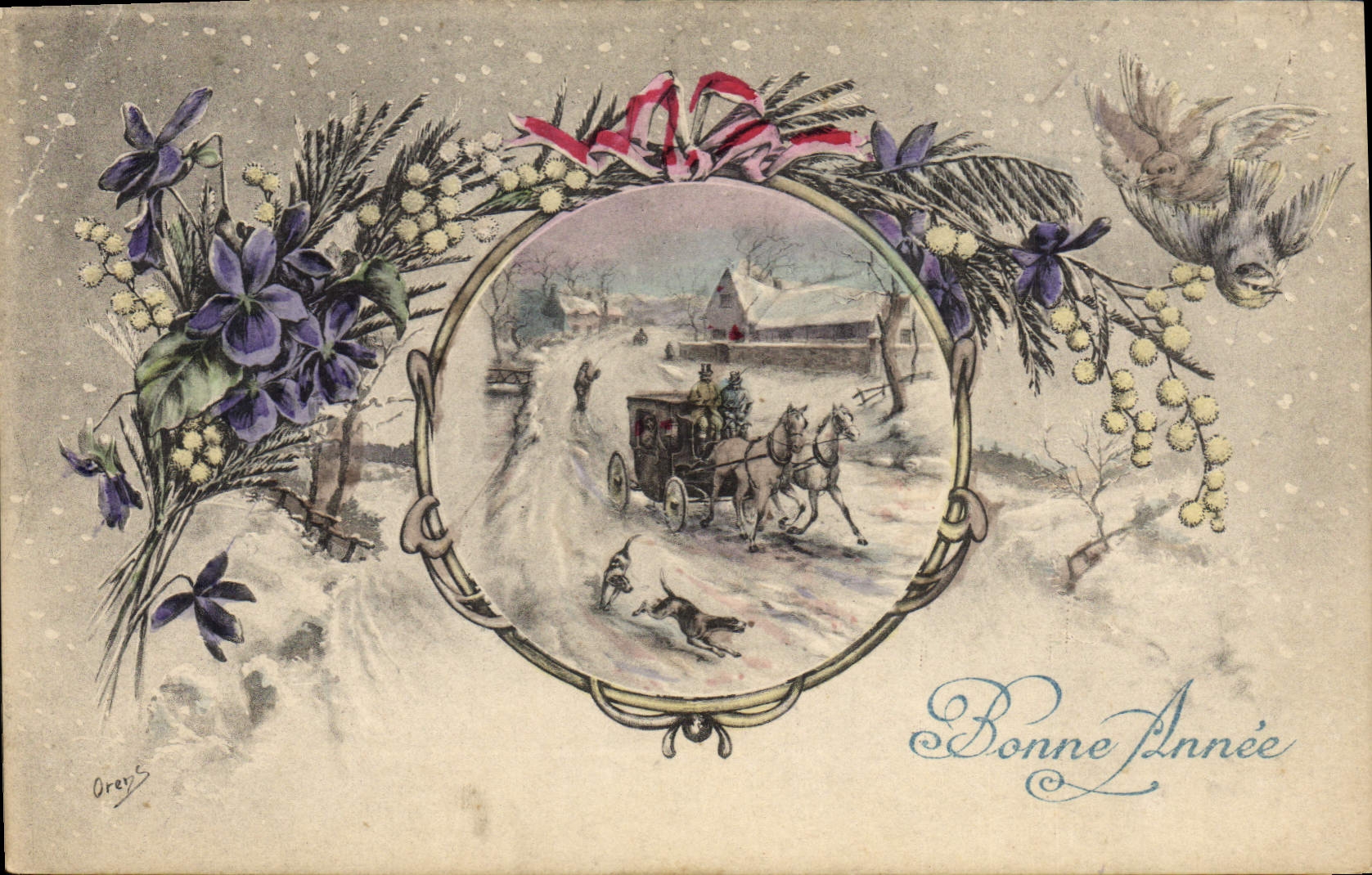 Vintage Postcard Fantasy Caleche Horse