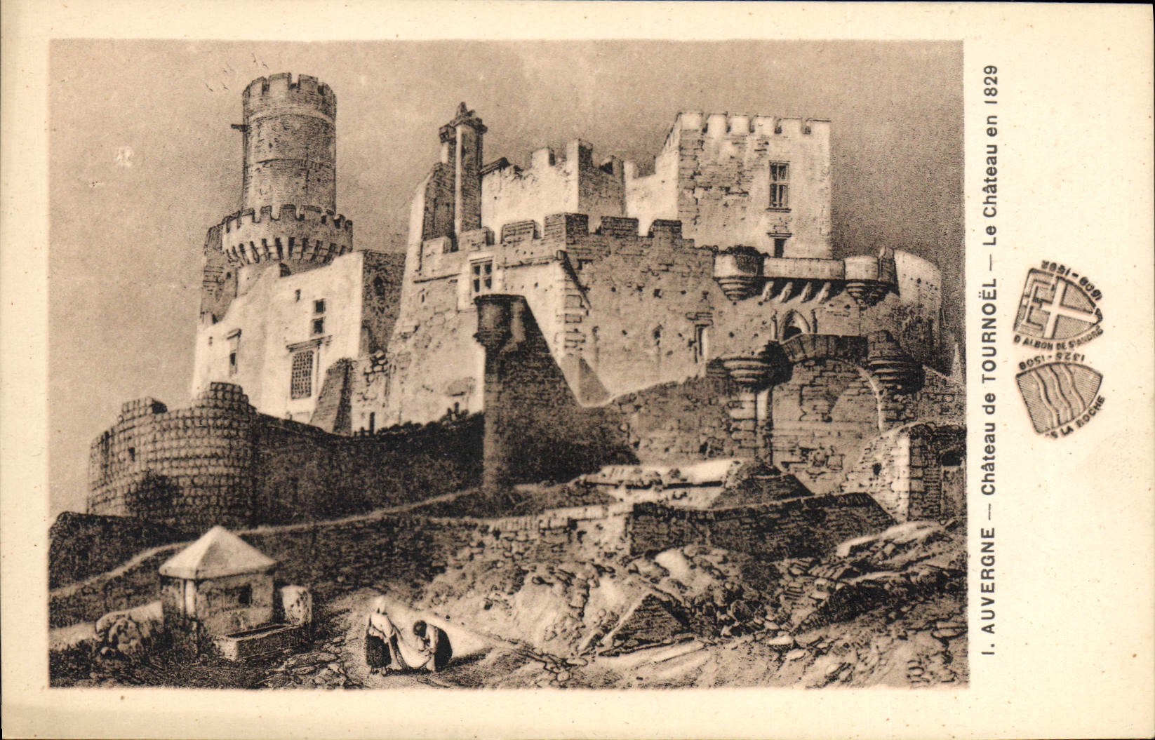 Vintage Postcard Castle Auvergne Castle of Tournoel the castle in 1829