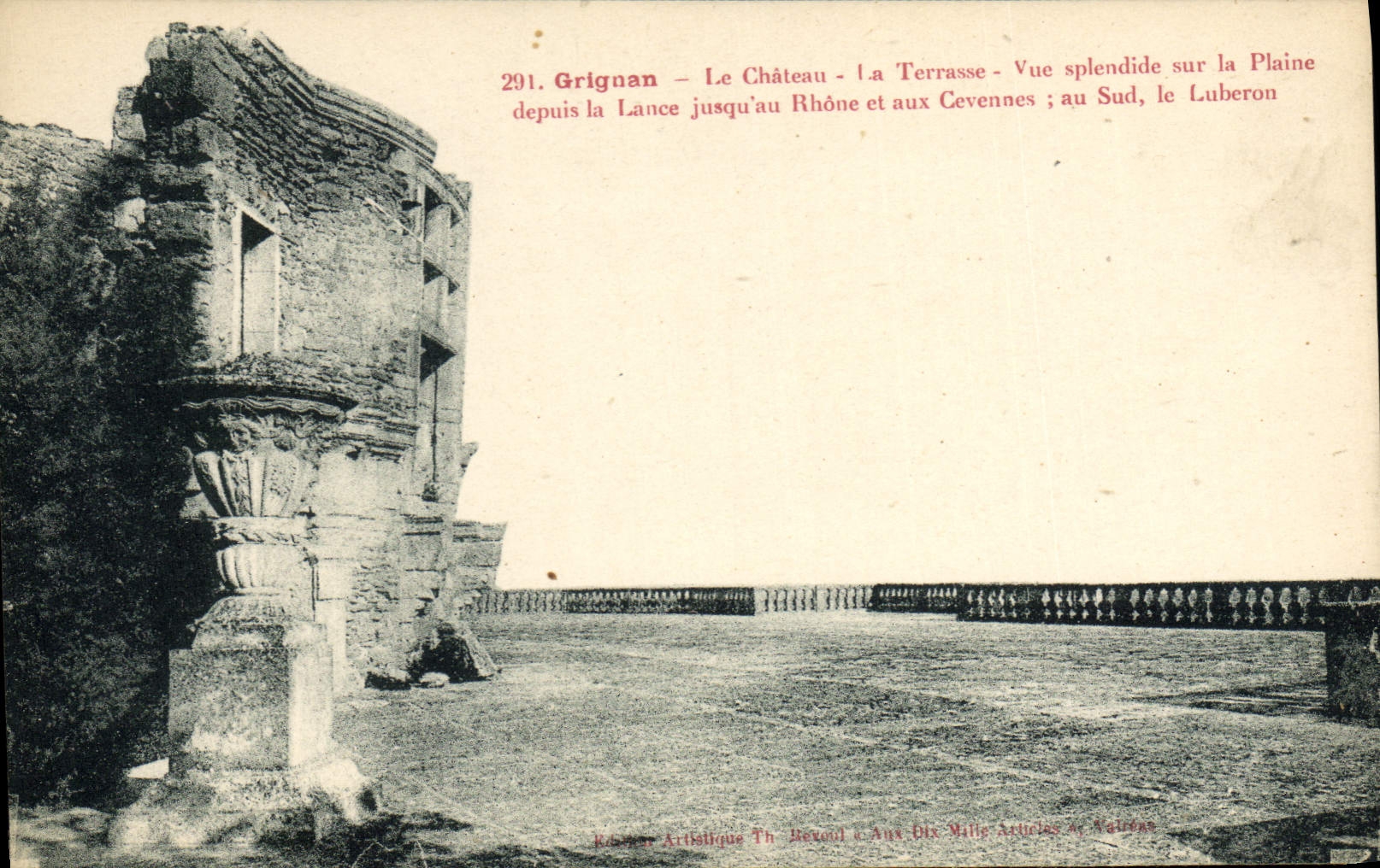 Vintage Postcard Grignan Castle the terrace Seen splendid on the Plain since the Lance to the Rhone and in the Cevennes In the South Luberon