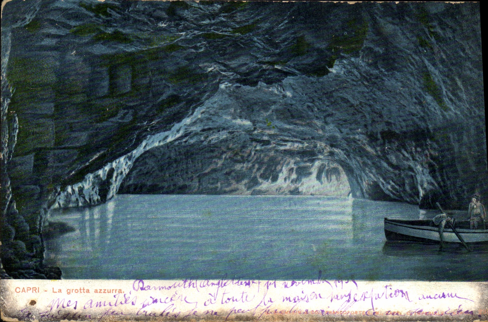 Vintage Postcard Grotte Capri Caves the grotta will azzurra