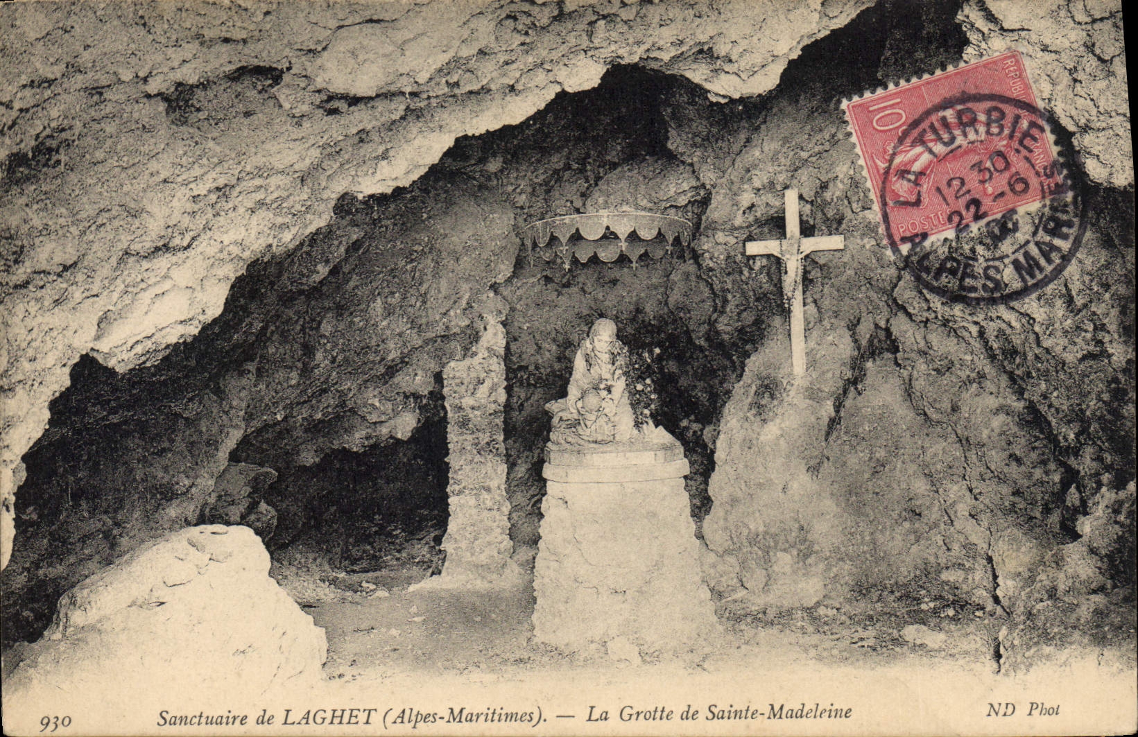 Vintage Postcard Cave Caves Sanctuary of Laghet the cave of Holy Madeleine