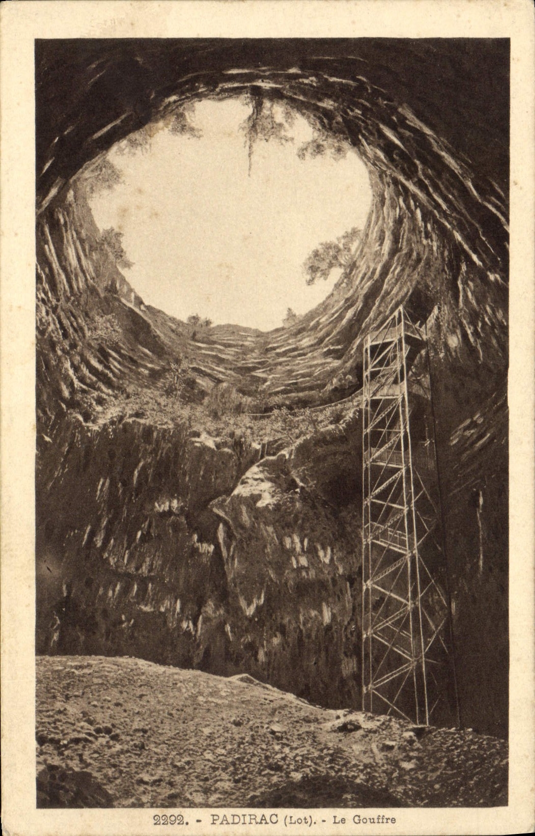 Vintage Postcard Cave Padirac Caves the pit
