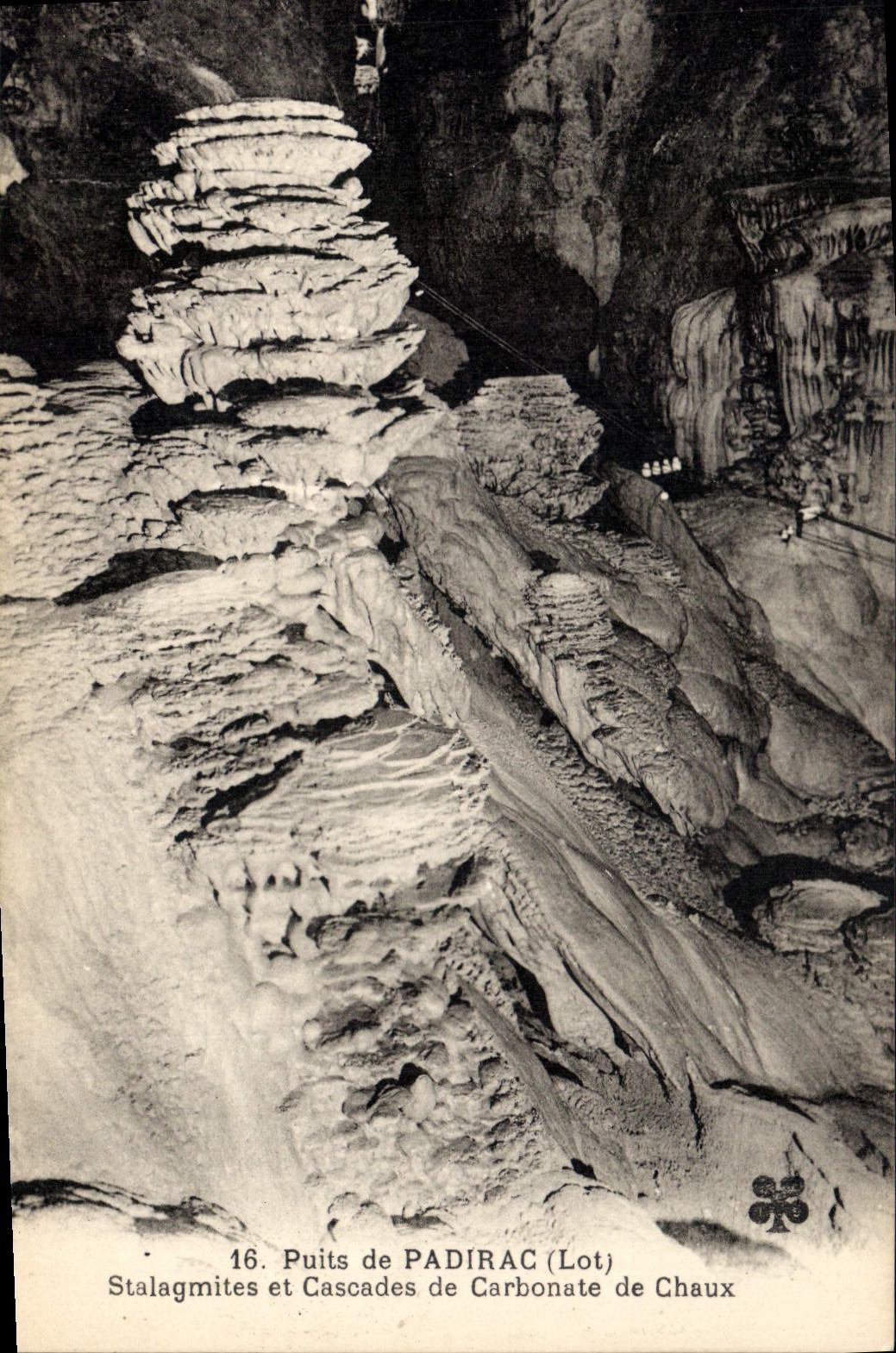 Vintage Postcard Cave Caves Well of Padirac Stalagmites and Lime carbonate cascades