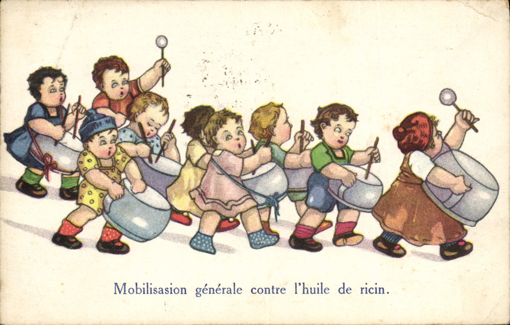 CPA Fantaisie Enfant Pot Mobilisation generale contre l'huile de ricin