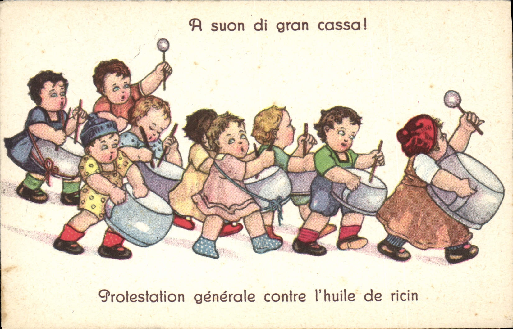 CPA Fantaisie Enfant Pot Mobilisation generale contre l'huile de ricin