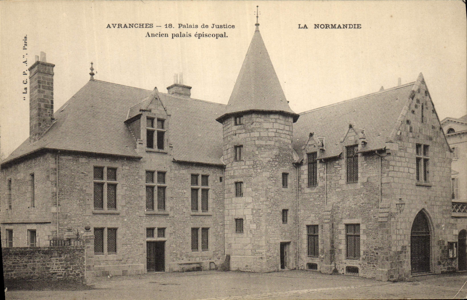 Vintage Postcard Law courts Avranches Old episcopal palate