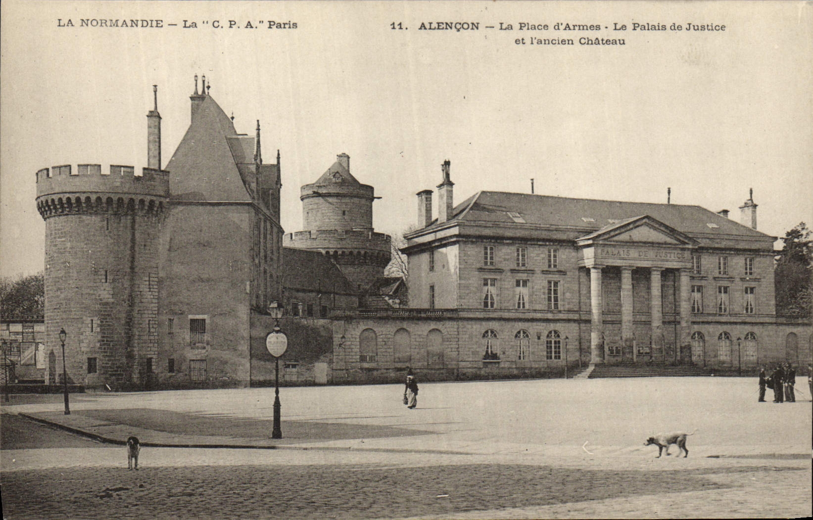 Vintage Postcard Law courts and the old castle the Place of Alencon weapons