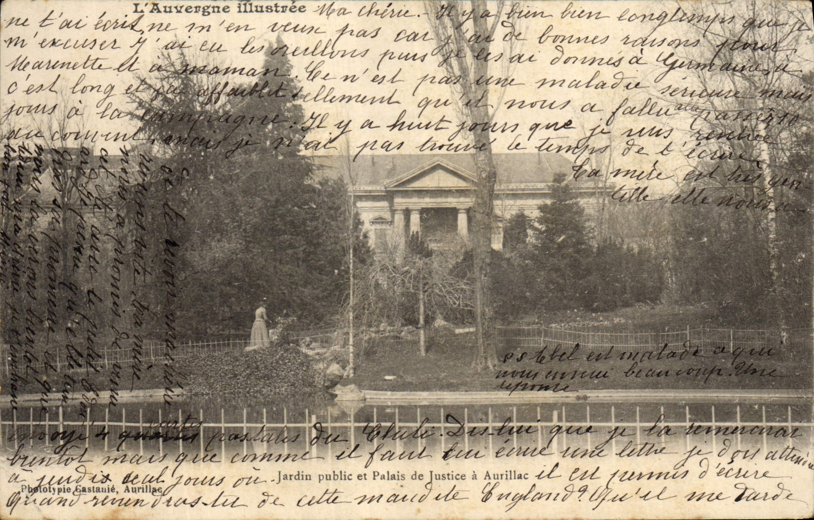 CPA Jardin Public et Palais de Justice a Aurillac