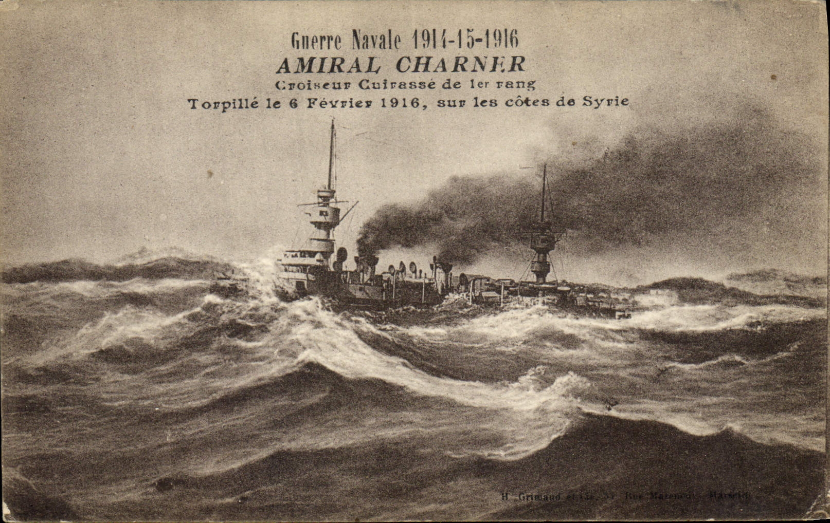 CPA Bateau de Guerre Amiral Charnier Croiseur Cuirasse de 1er rang 