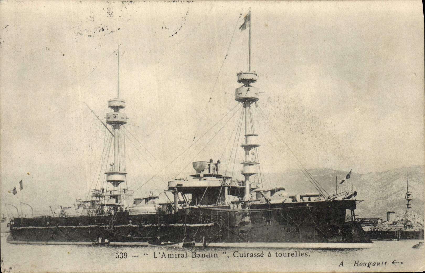 CPA Bateau de Guerre Amiral Baudin Cuirasse a tourelles