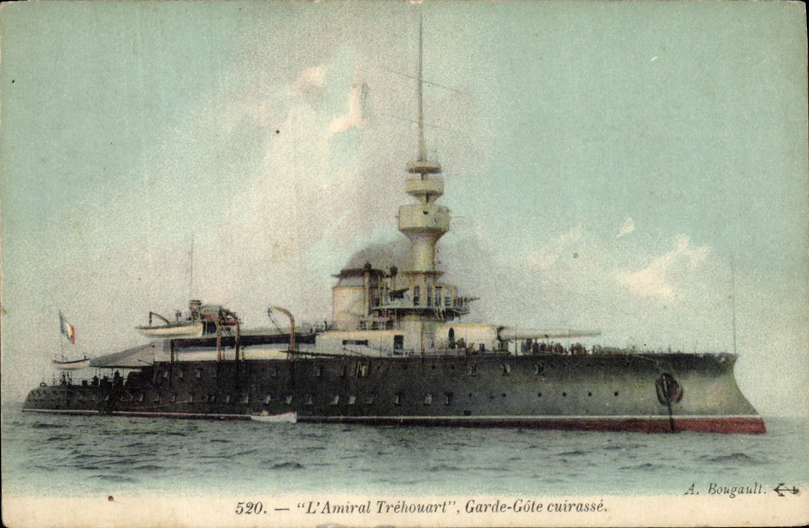 CPA Bateau de Guerre Amiral Trehouart Garde Cotes Cuirasse