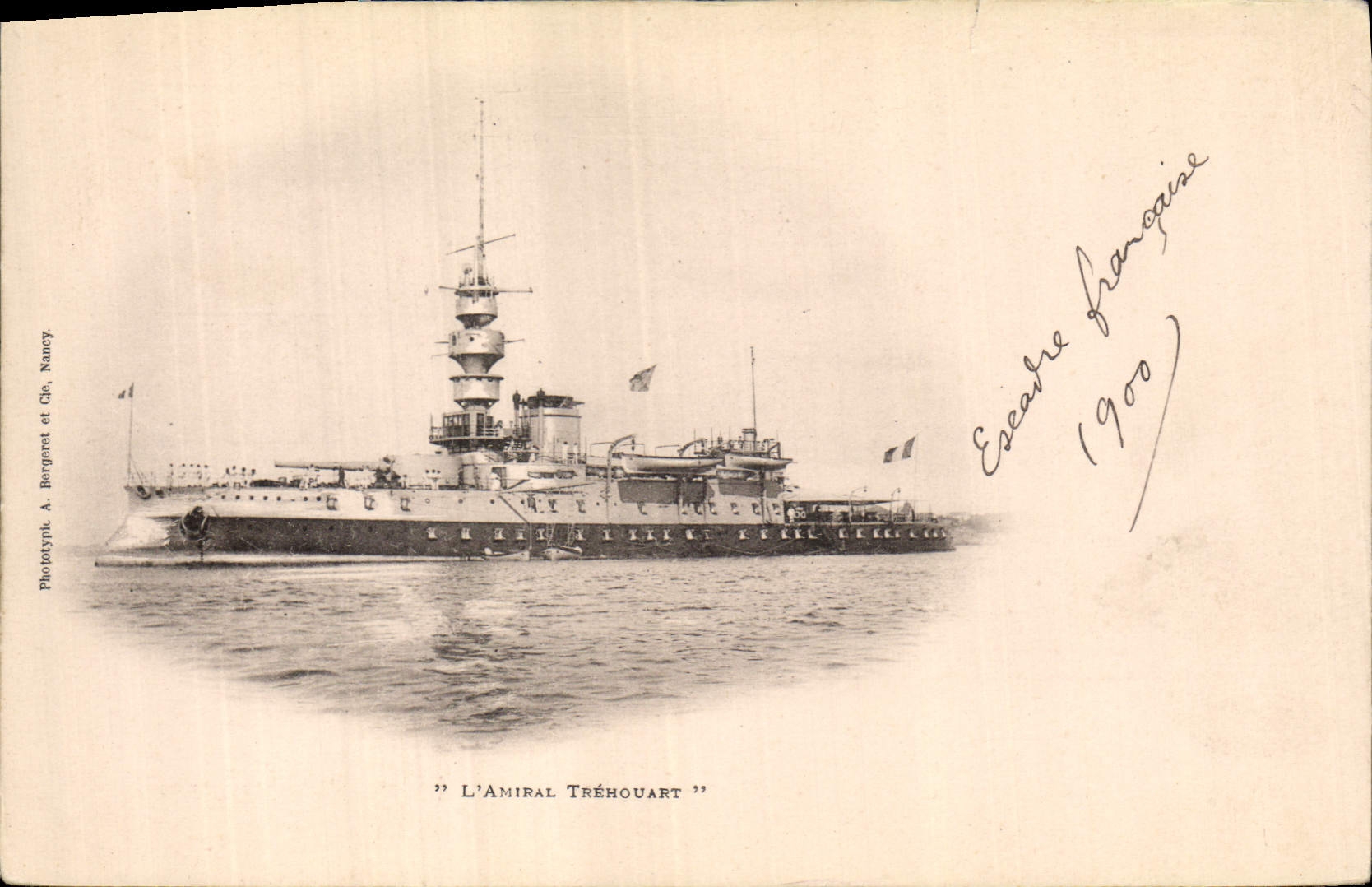 Vintage Postcard Warship Admiral Trehouart