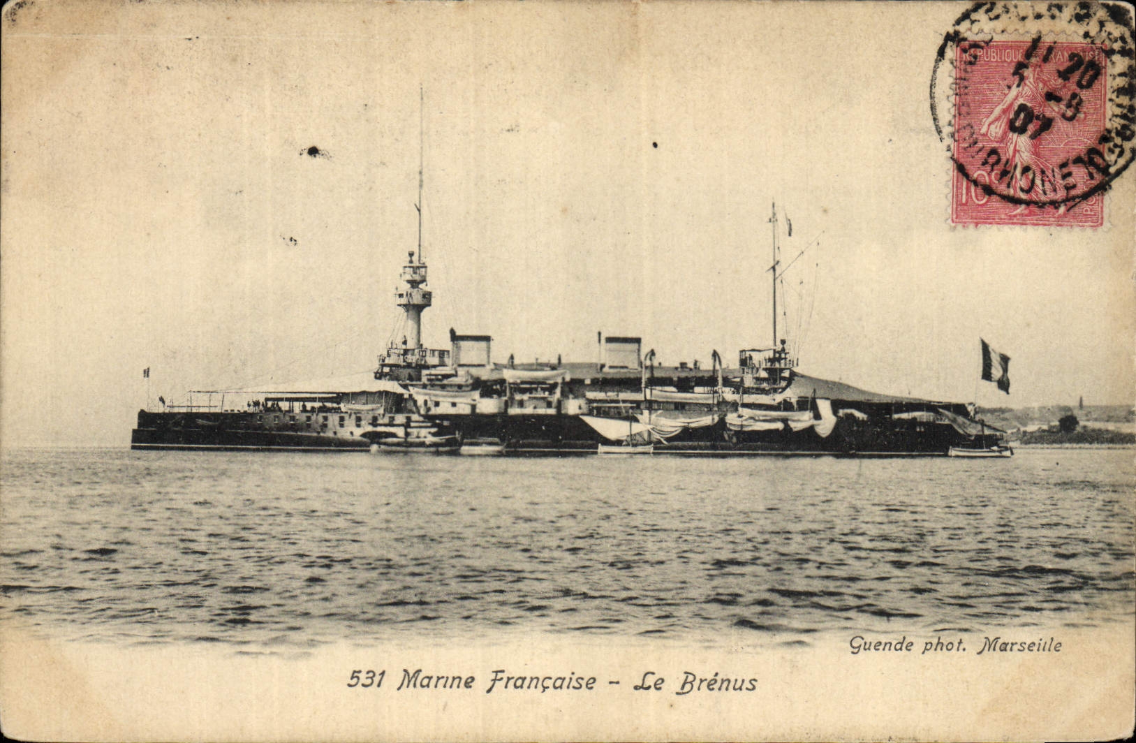 Vintage Postcard Warship Brenus