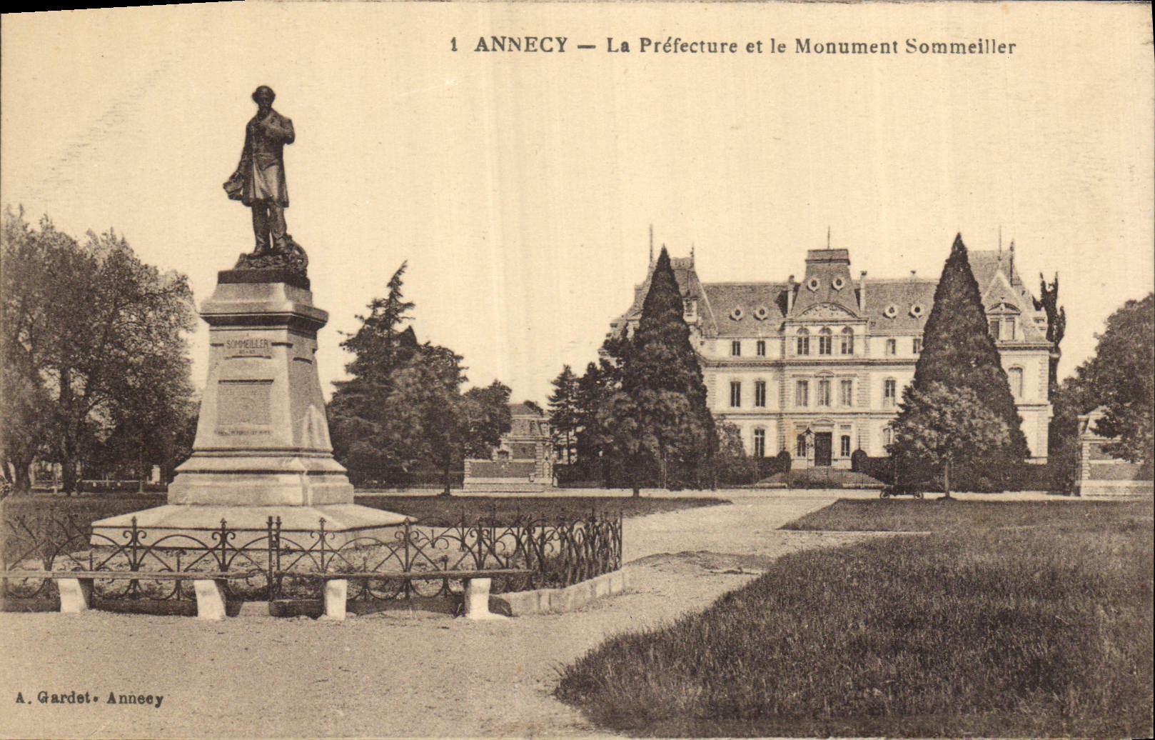 CPA Prefecture et le monument Sommeiller Annecy