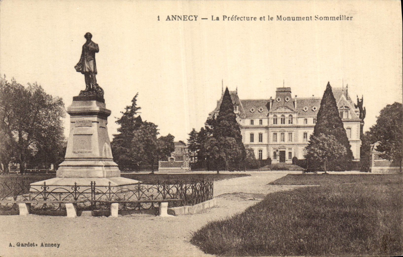 CPA Prefecture et le monument Sommeiller Annecy
