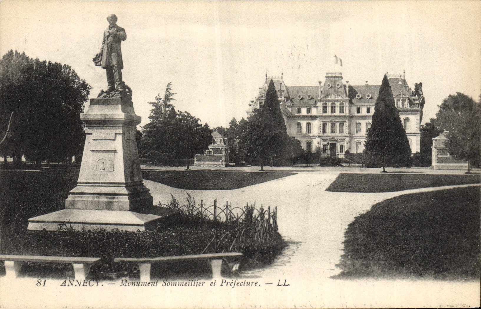 Vintage Postcard Monument Sommeillier and Prefecture Annecy