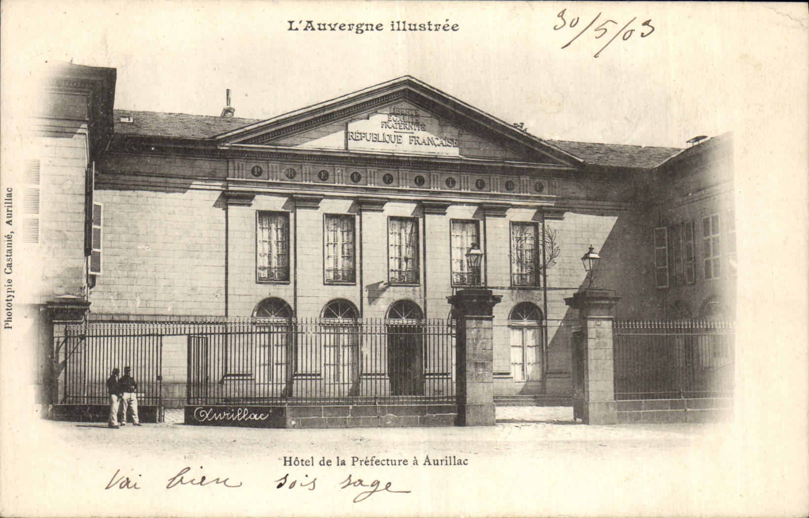 Vintage Postcard Prefecture Auvergne Hotel of the Prefecture has Aurillac